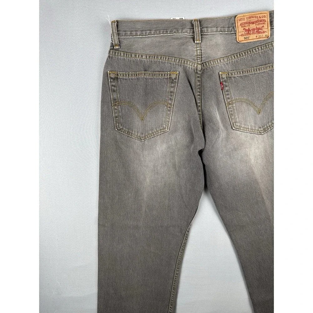Levi's 505 Regular Fit Jeans Gray Wash Straight Leg Denim 33x30